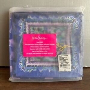 Lilly Pulitzer Blue Grotto Elephant Printed Napkins/Coasters Set of 4 New